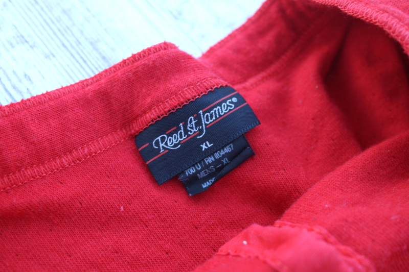 photo of old fashioned vintage red cotton union suit, winter long underwear work clothes or Santa style! #2